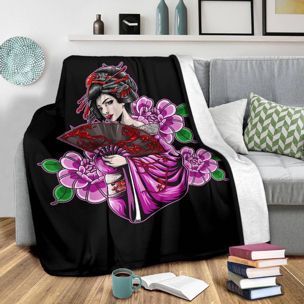 Beautiful Geisha Art Illustration Premium Blanket - Top Content | POD Collection | Free Shipping