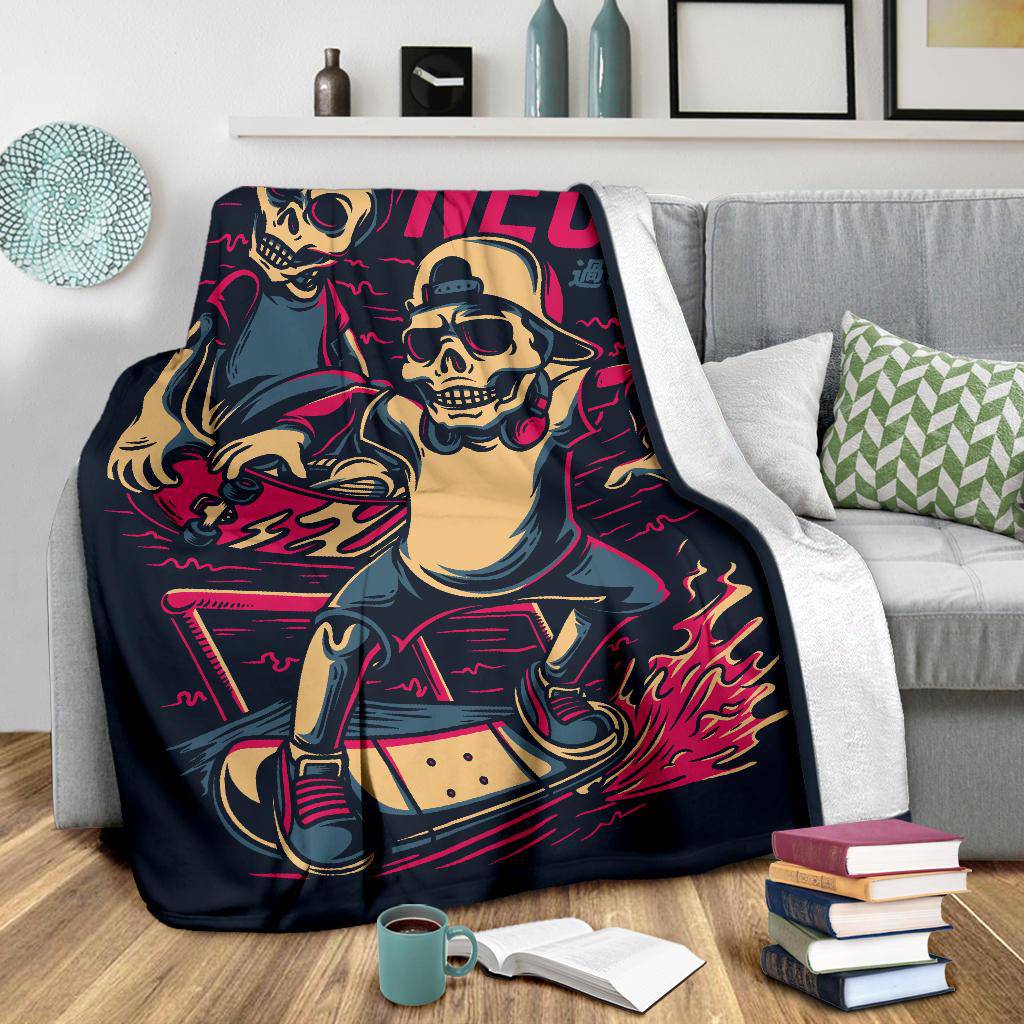 Premium Blanket Neck Skull Skater Cartoon - Top Content | POD Collection | Free Shipping