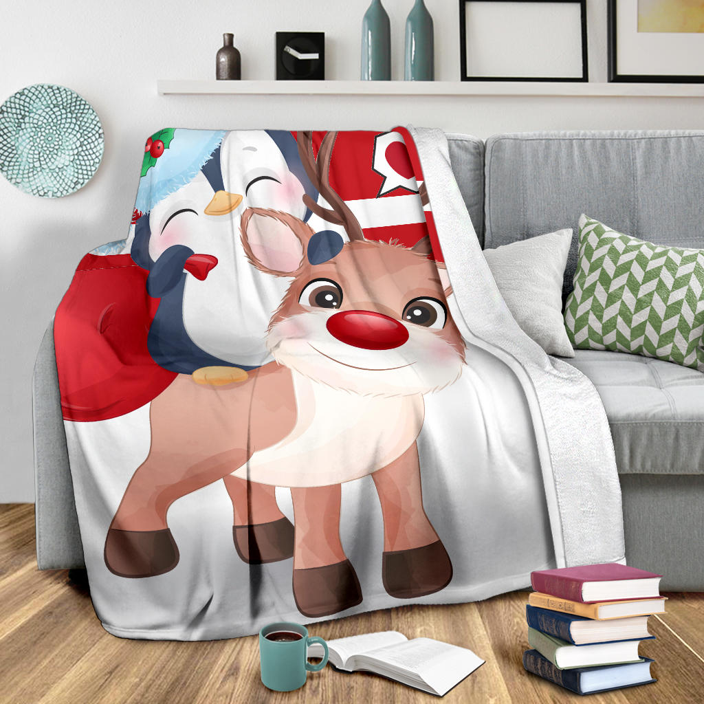 cute christmas doodle penguin with deer blanket - Top Content | POD Collection | Free Shipping