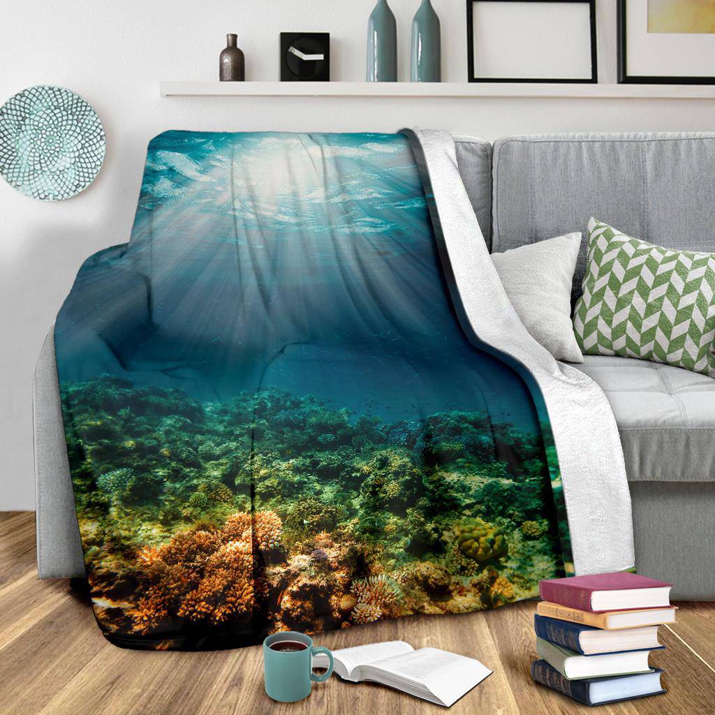 Underwater Coral Reef Sunshine Sea Fishes Premium Blanket - Top Content | POD Collection | Free Shipping