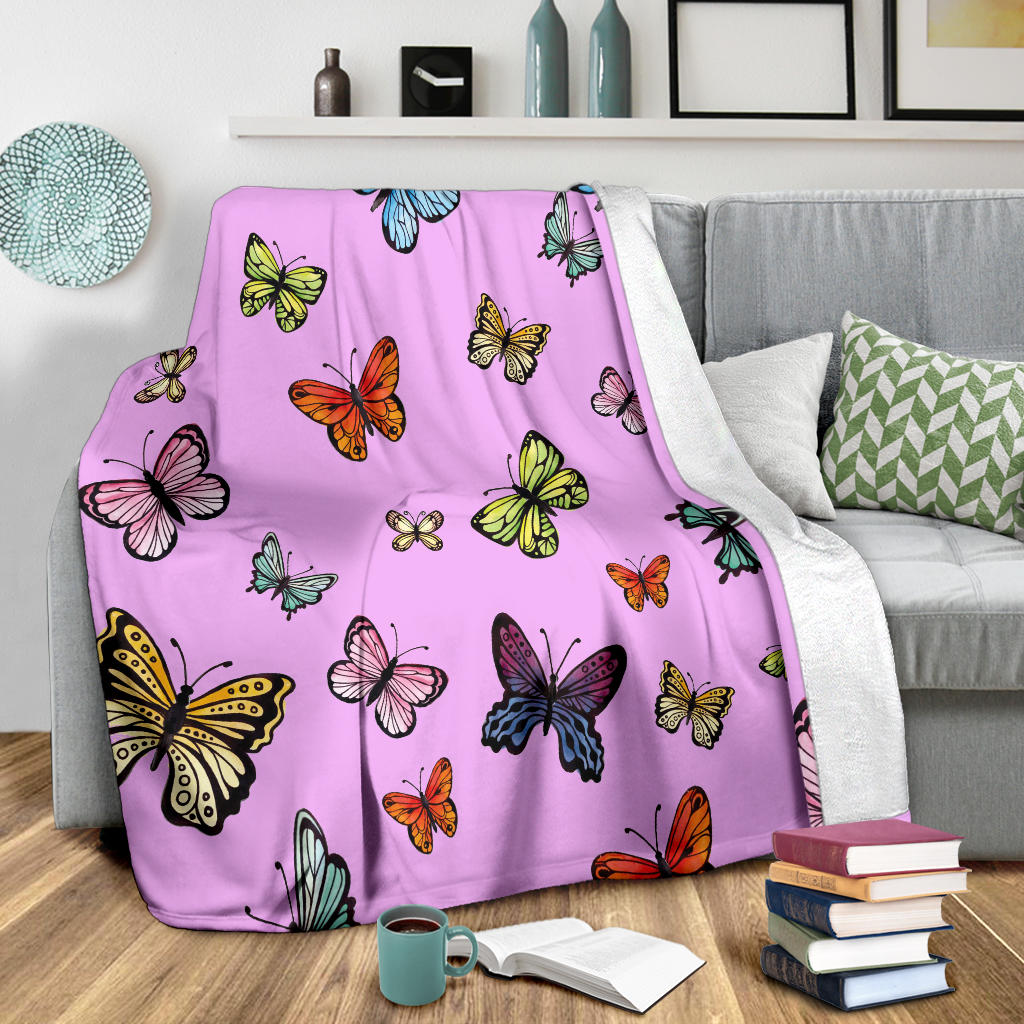 colorful butterflies collection pink blanket - Top Content | POD Collection | Free Shipping