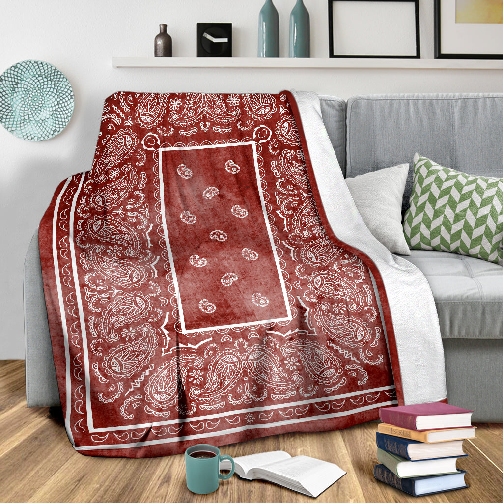 Ultra Plush Red Denim Fleece Bandana Blanket