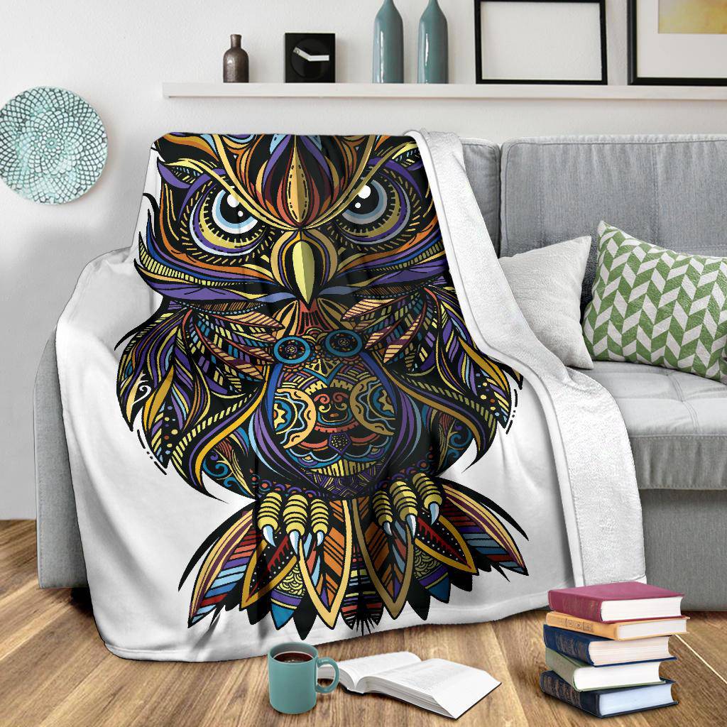 Zentage Drawn Owl Premium Blanket - Top Content | POD Collection | Free Shipping