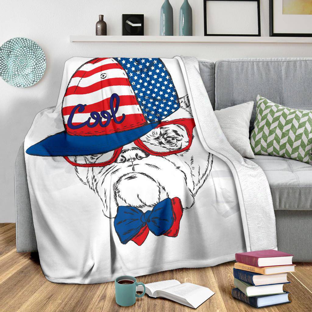 Stylish Snapback American Dog Premium Blanket - Top Content | POD Collection | Free Shipping