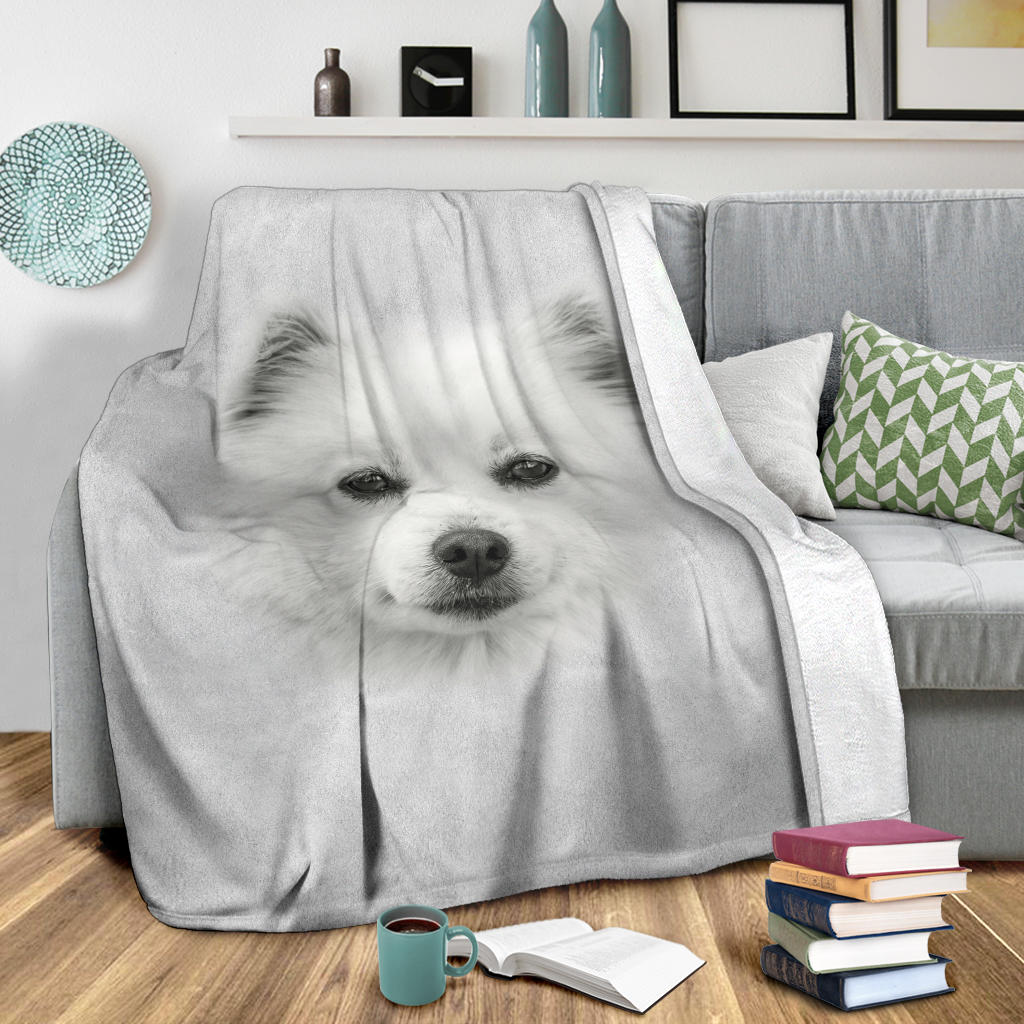 American Eskimo Face Hair Blanket