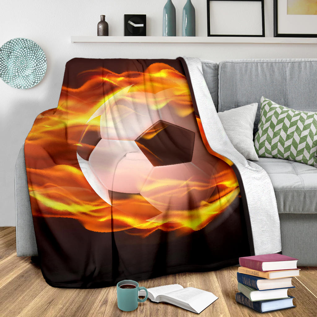 football ball flying flames realistic blanket - Top Content | POD Collection | Free Shipping