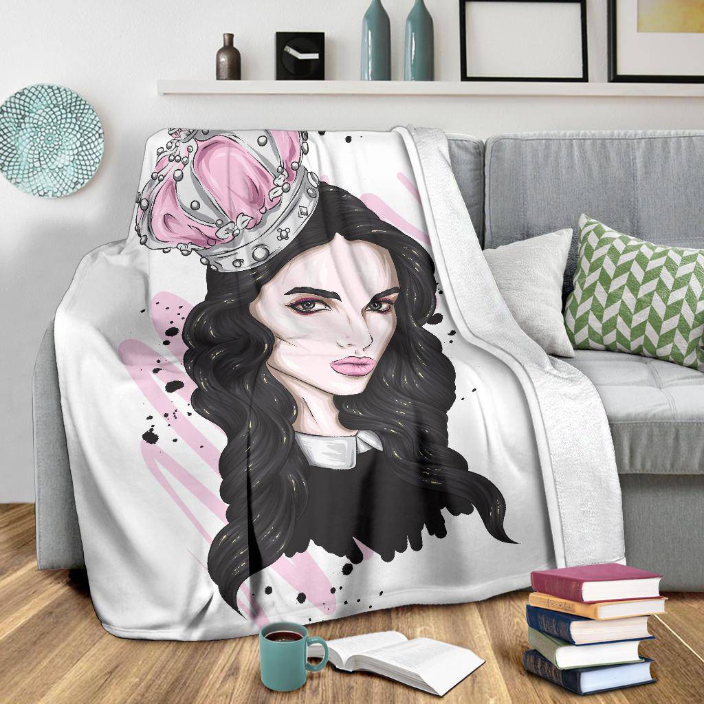 Beautiful Crown Girl Cartoon Premium Blanket - Top Content | POD Collection | Free Shipping