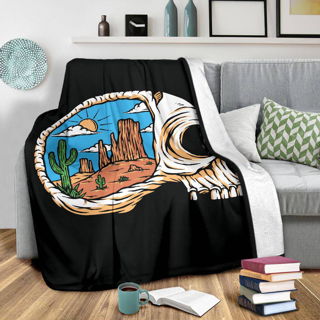 Skull Head Desert Views In My Mind Cartoon Premium Blanket - Top Content | POD Collection | Free Shipping