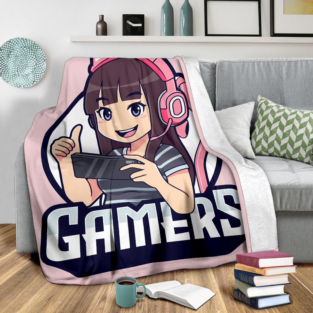 Gamers Cat Pink Blanket