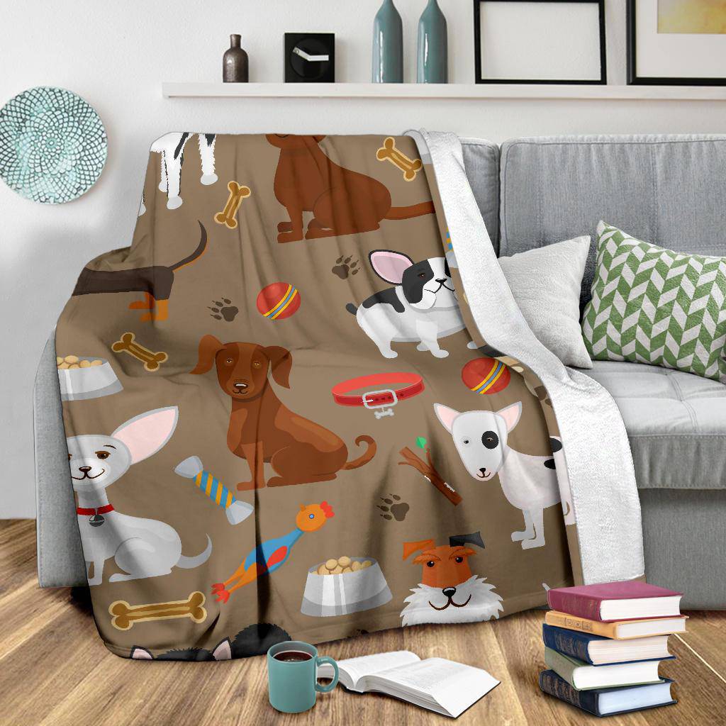 Cute Funny Dog Cartoon Background Premium Blanket - Top Content | POD Collection | Free Shipping