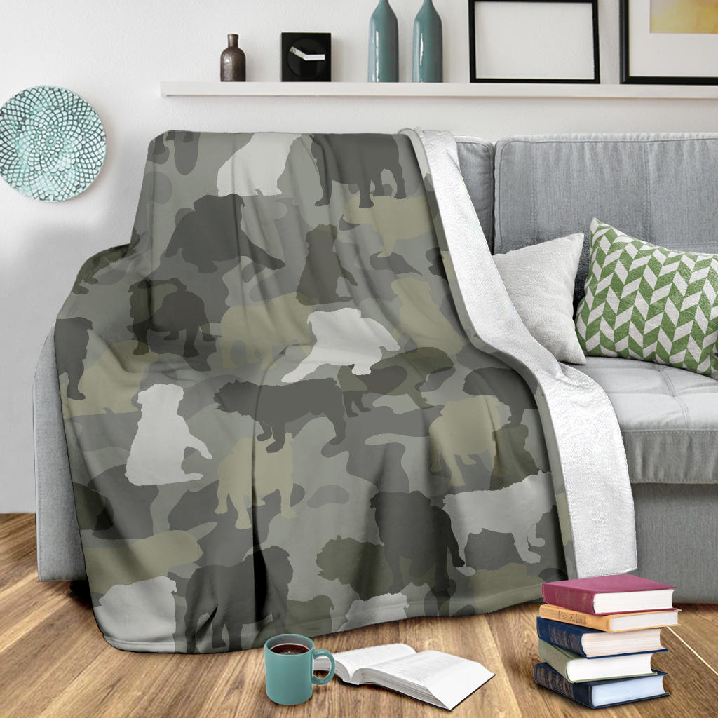 English Bulldog Camo Blanket