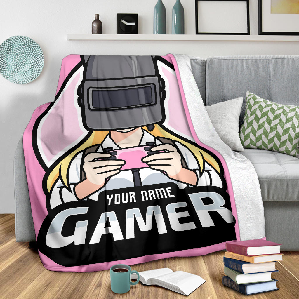 Gamer Girl Cat Blanket