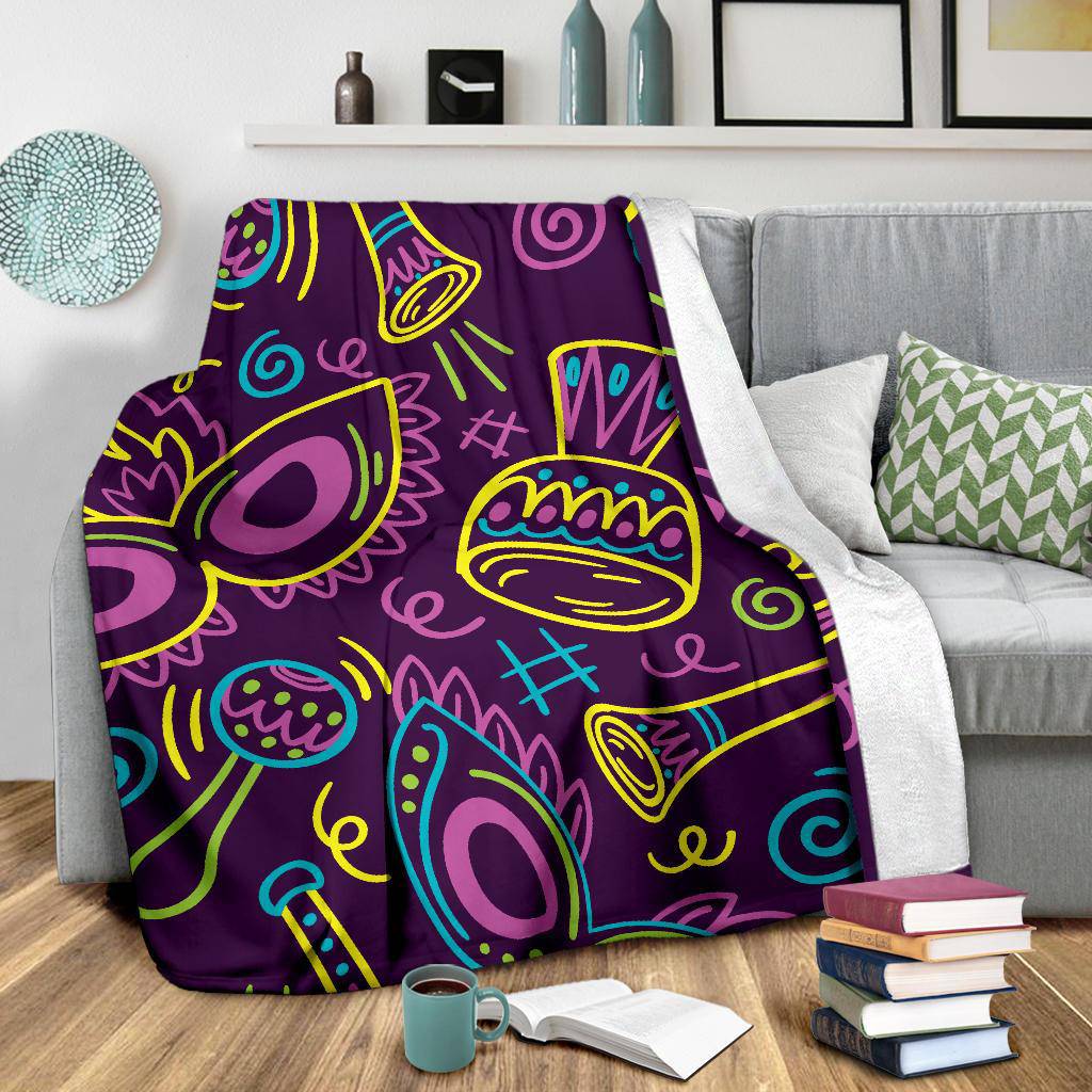 Hand Drawn Brazilian Carnival Pattern Premium Blanket - Top Content | POD Collection | Free Shipping