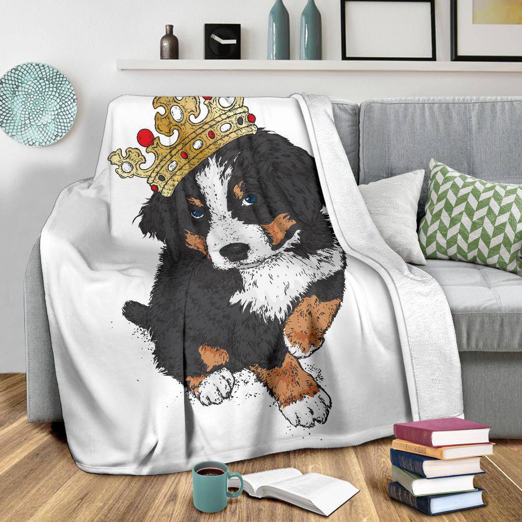 Premium Blanket Cute Bernese Zenenhund Dog Puppy Crown Cartoon - Top Content | POD Collection | Free Shipping