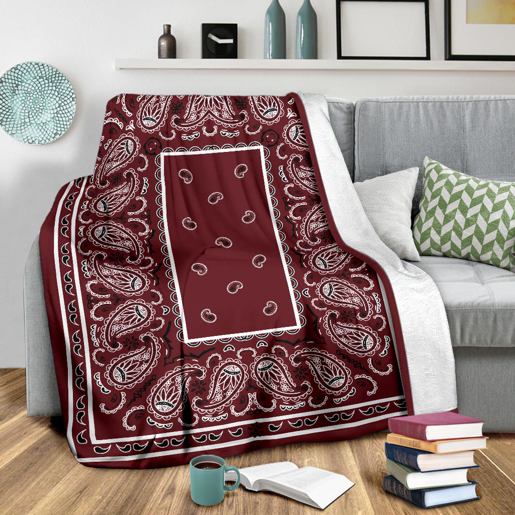 Ultra Plush Burgundy Bandana Blanket