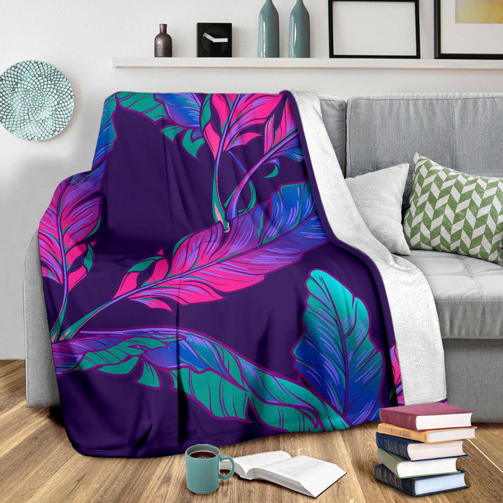 Dark Purple Banana Plant Leaves Premium Blanket - Top Content | POD Collection | Free Shipping