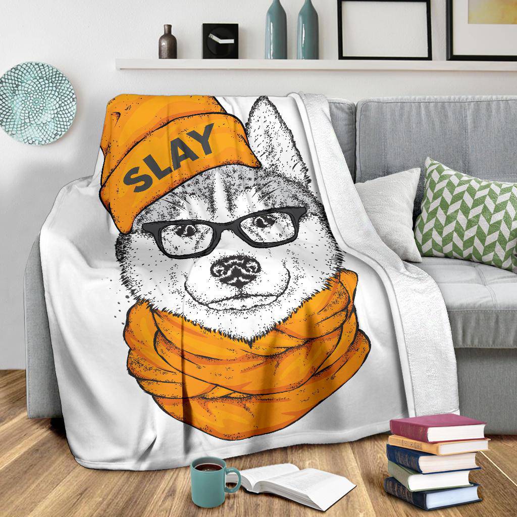 Stylish Slay Husky Cartoon Premium Blanket - Top Content | POD Collection | Free Shipping