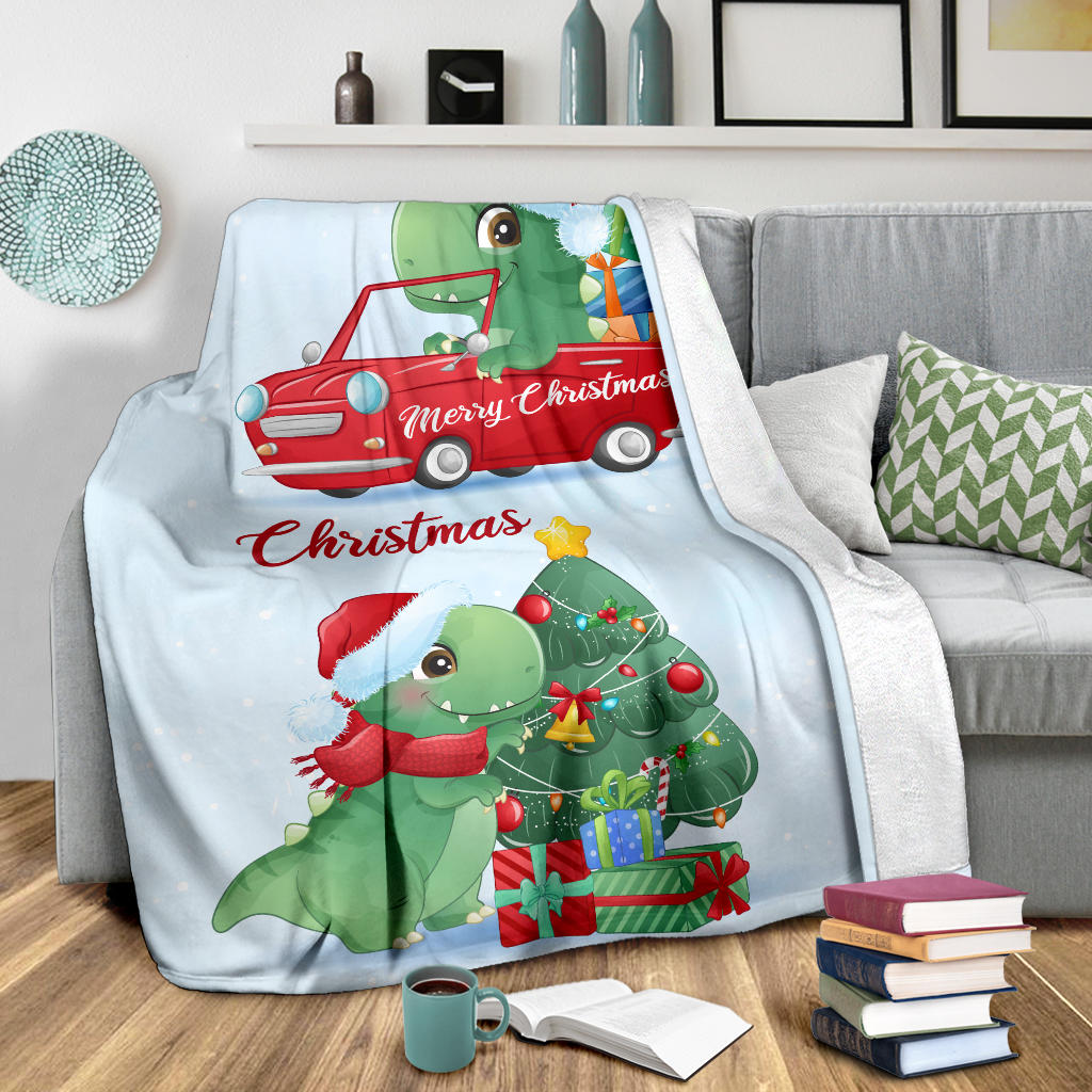 cute christmas dinosaurs as a present blanket - Top Content | POD Collection | Free Shipping