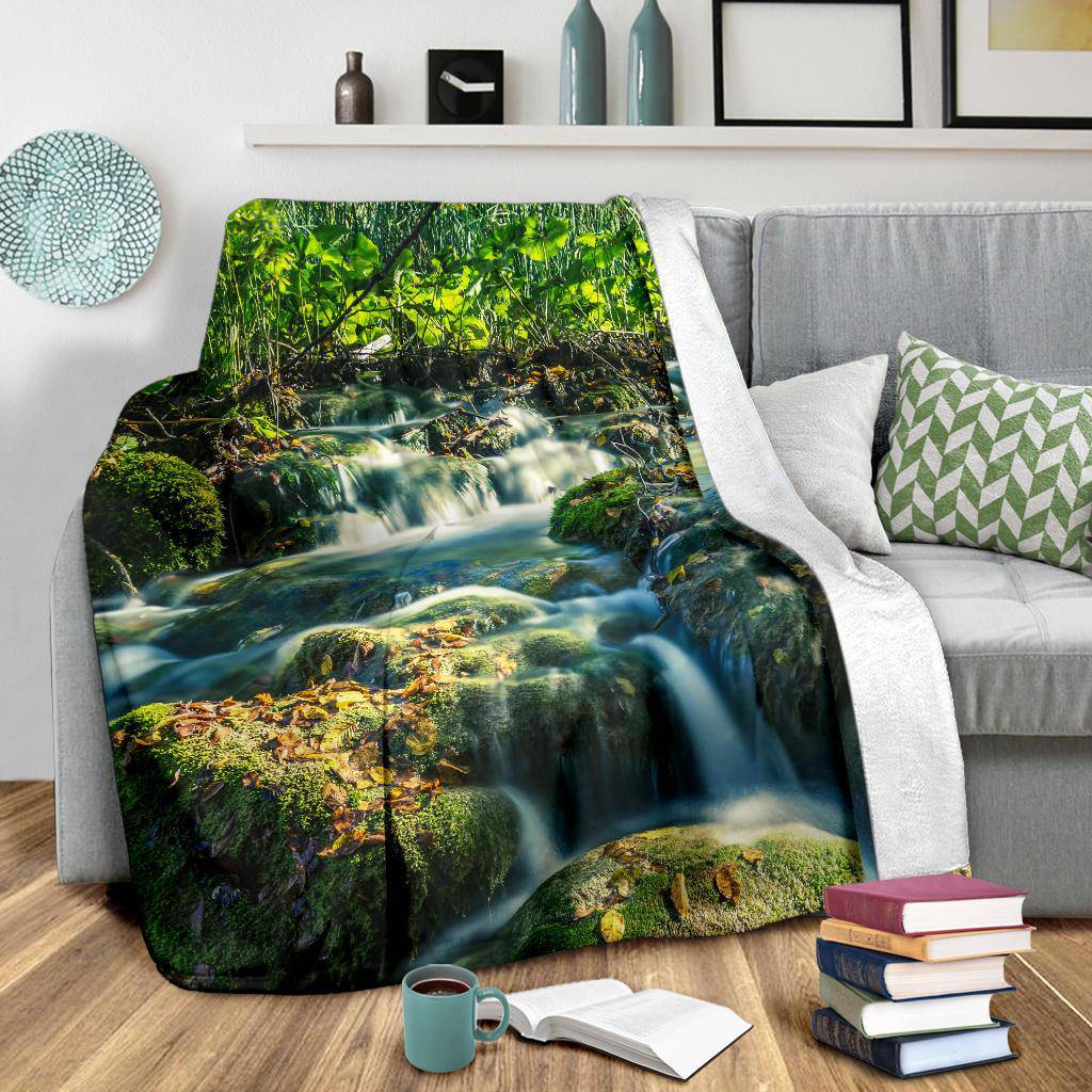 Croatia National Park Piltvice Waterfalls Nature Green Travel Premium Blanket - Top Content | POD Collection | Free Shipping