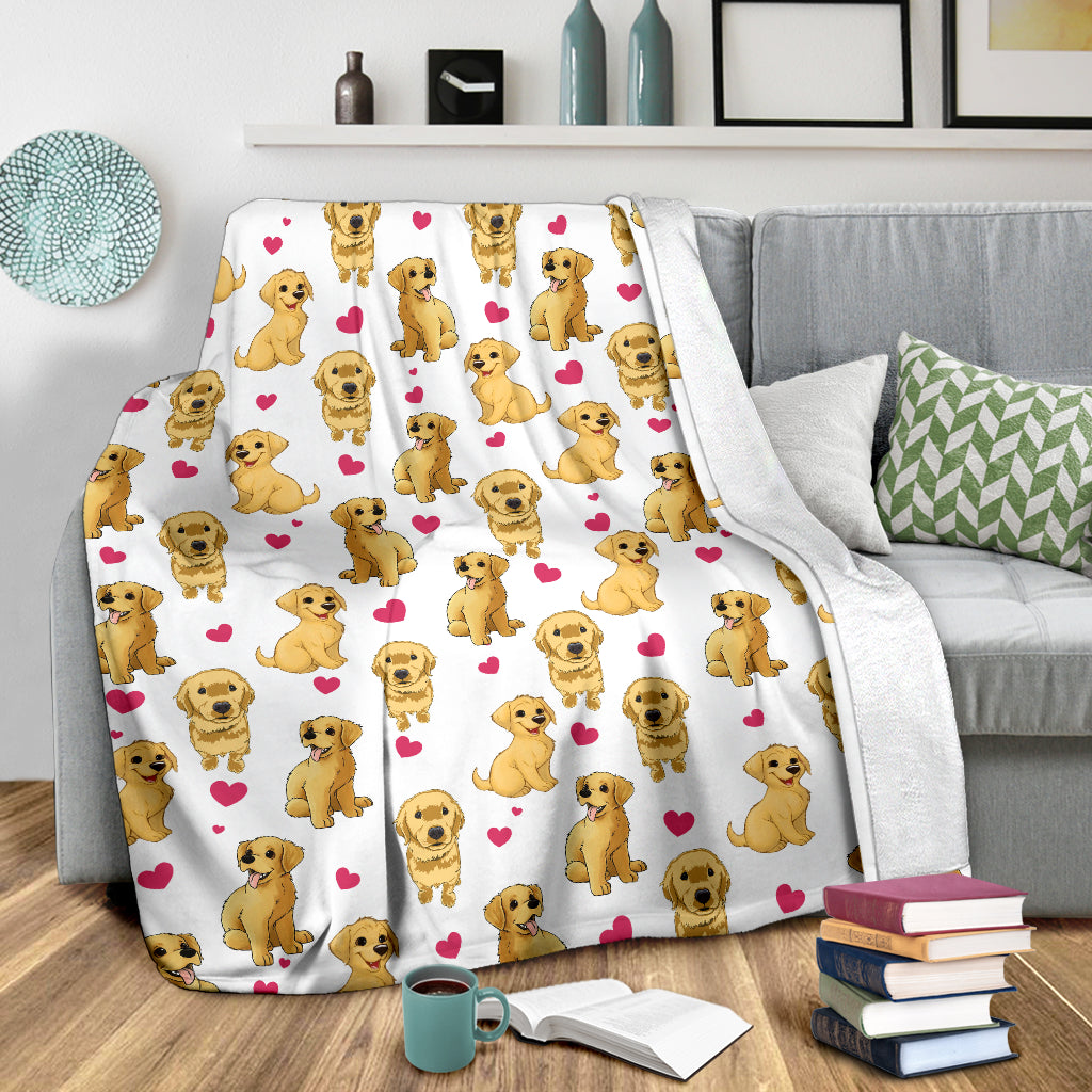 Golden Retriever Heart Blanket