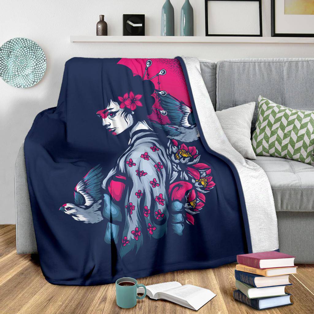 Beautiful Geisha Japanese Art Illustration Premium Blanket - Top Content | POD Collection | Free Shipping