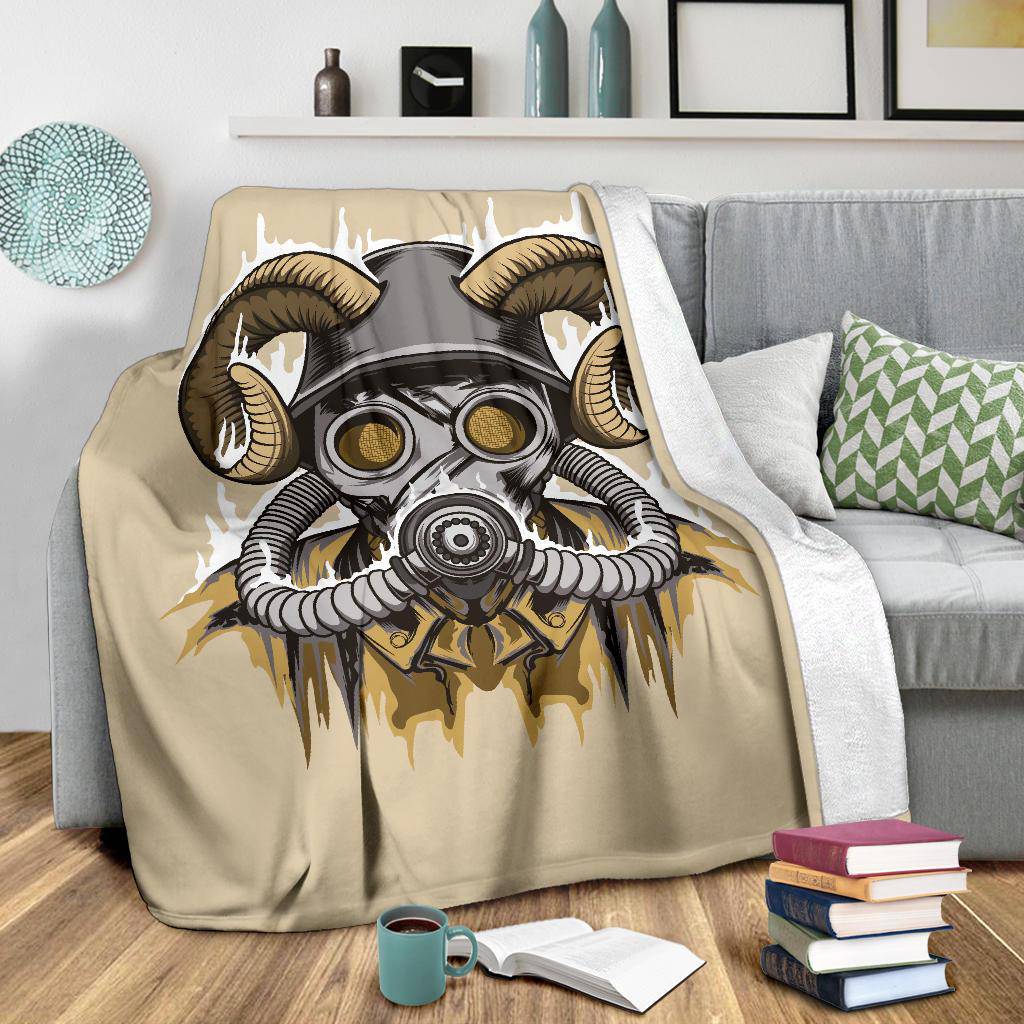 Cool Drawing Of A Masked With Horns Character Premium Blanket - Top Content | POD Collection | Free Shipping