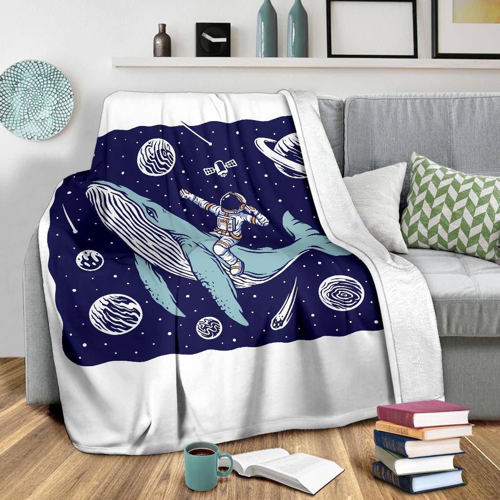 Premium Blanket Space Astronaut Riding A Whale Cartoon - Top Content | POD Collection | Free Shipping