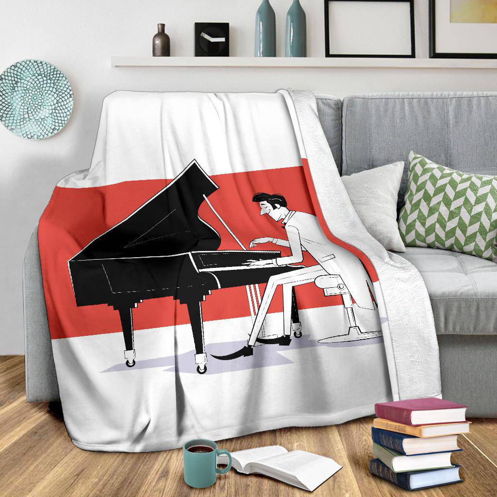 Pianist Cartoon Drawing, Musician Premium Blanket - Top Content | POD Collection | Free Shipping