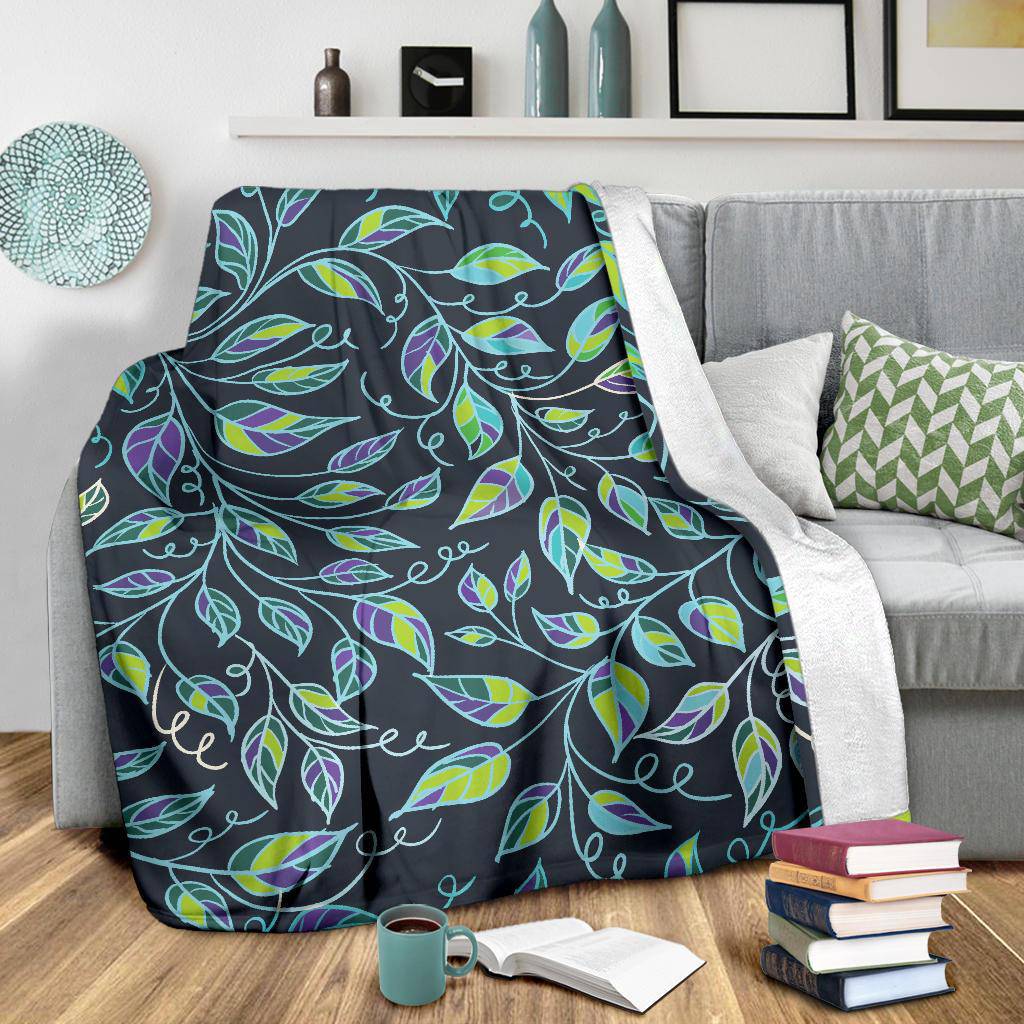 Nature Blue Green Leaves Plant Premium Blanket - Top Content | POD Collection | Free Shipping