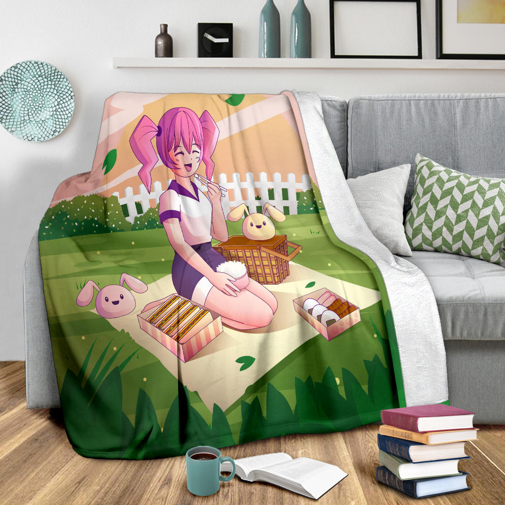 Anime Happy Girl Blanket