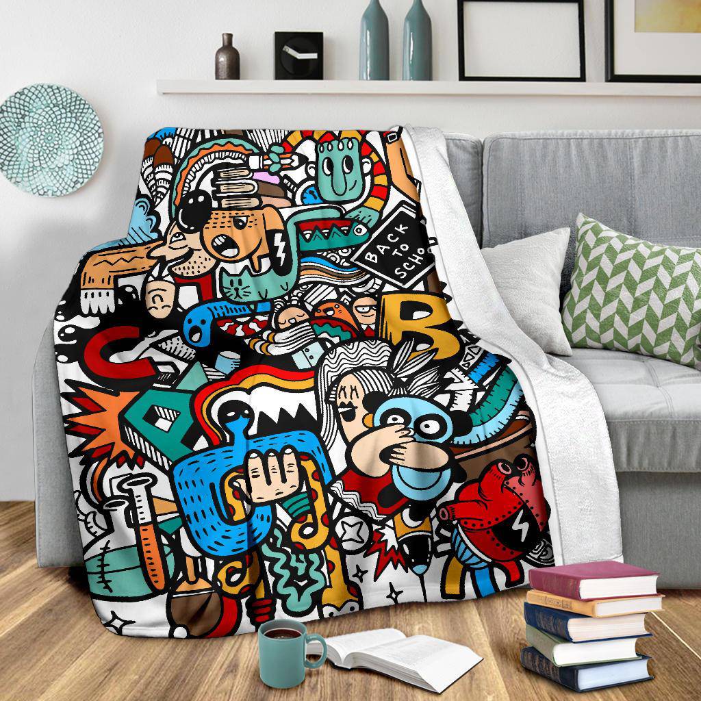 Funny School Kids Cartoon Art Premium Blanket - Top Content | POD Collection | Free Shipping