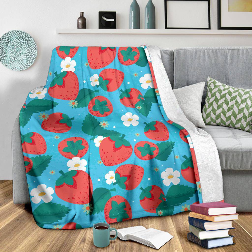 Colorful Cute Strawberry Fruit Pattern Premium Blanket - Top Content | POD Collection | Free Shipping