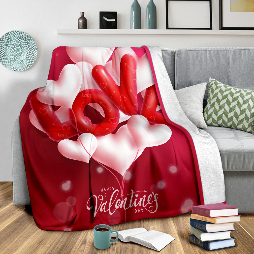 Valentines Day Love Balloons Blanket