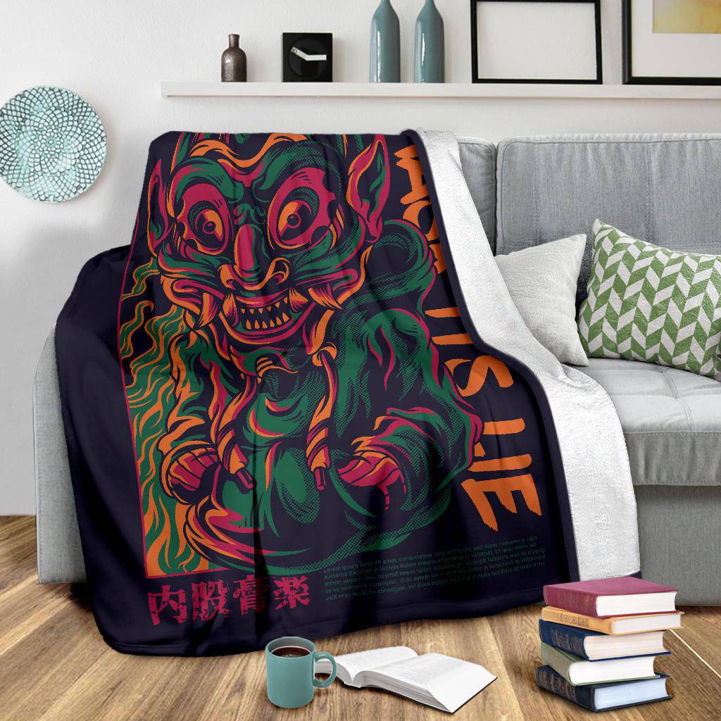 Mask Its A Lie Japanese Art Premium Blanket - Top Content | POD Collection | Free Shipping