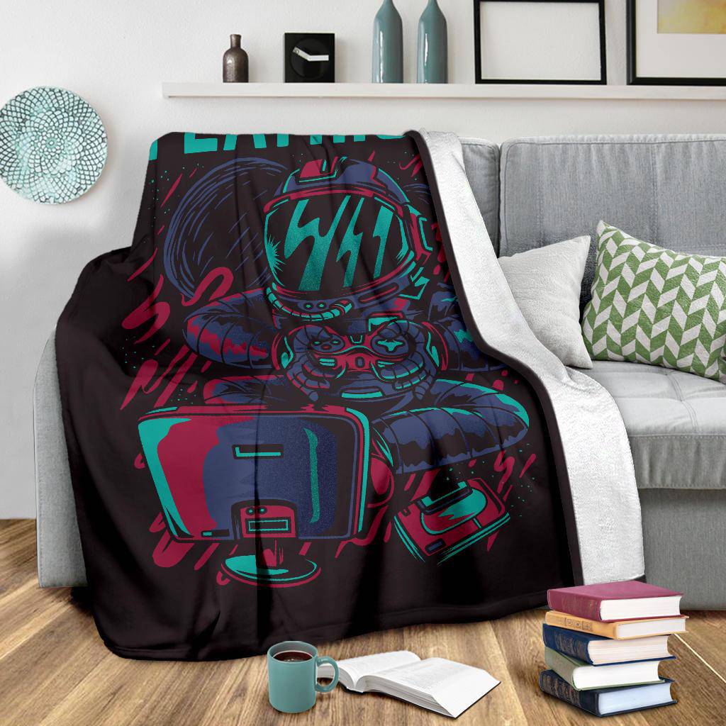 Premium Blanket Play High Astronaut Gamer Retro Cartoon - Top Content | POD Collection | Free Shipping