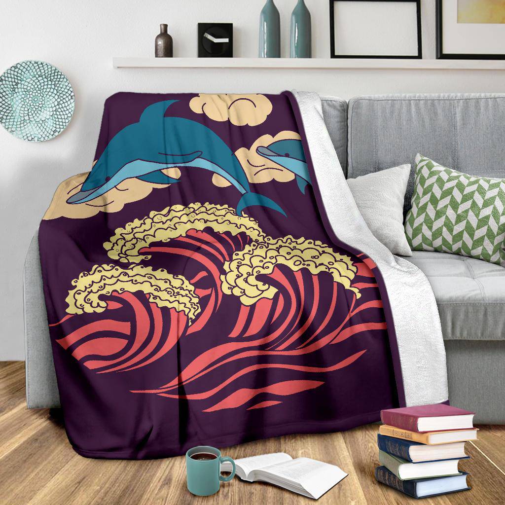 Dolphins in the Sea Purple Premium Blanket - Top Content | POD Collection | Free Shipping