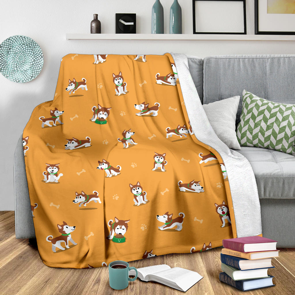 Siberian Husky Paws and Bones Blanket