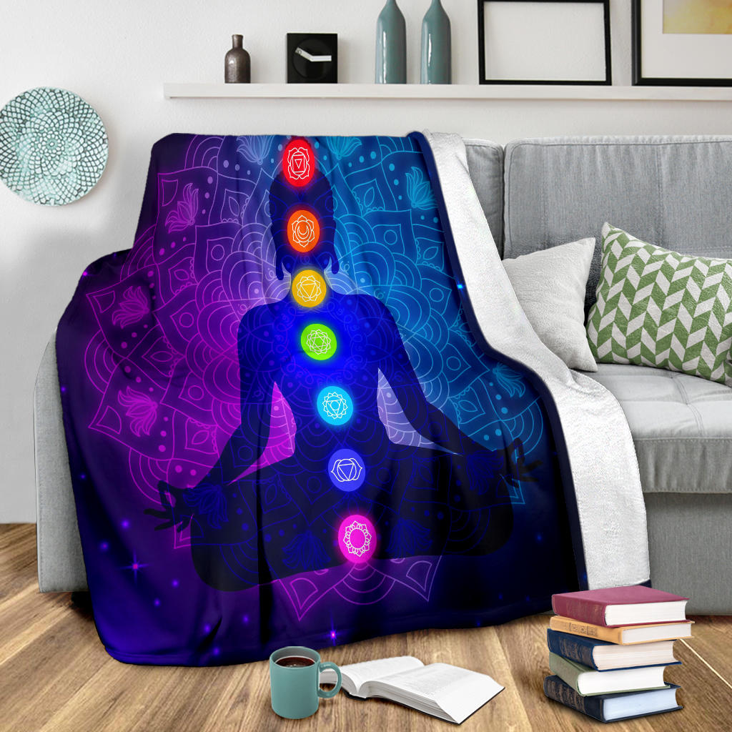 chakras body silhouette meditation blanket - Top Content | POD Collection | Free Shipping