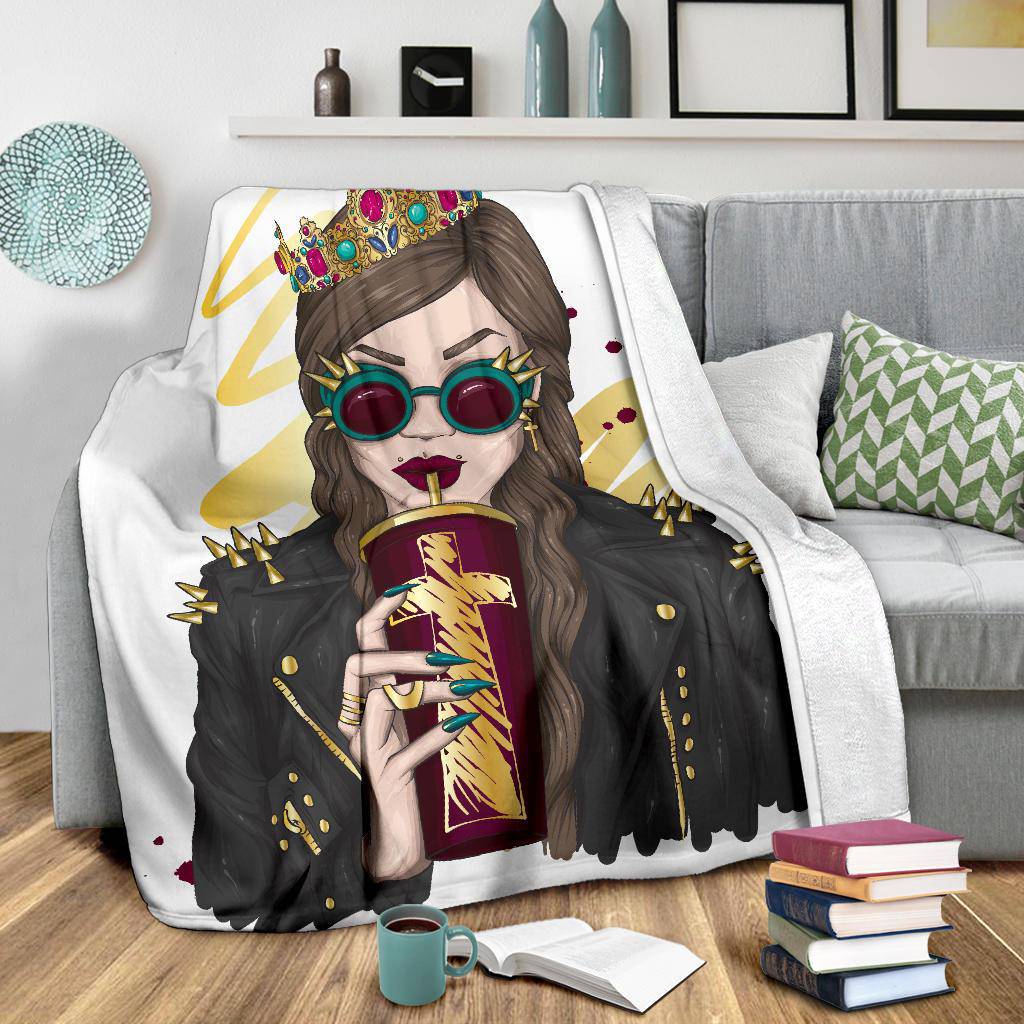 Stylish Rock Girl Cartoon Premium Blanket - Top Content | POD Collection | Free Shipping