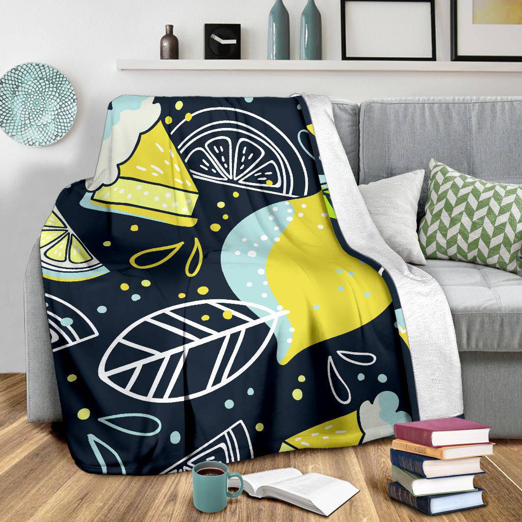 Hand Drawn Lemon Doodle Art Premium Blanket - Top Content | POD Collection | Free Shipping