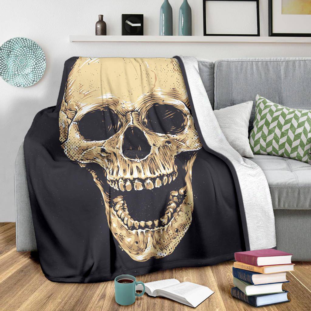 Realistic Skull Hand Drawn Art Cartoon Premium Blanket - Top Content | POD Collection | Free Shipping