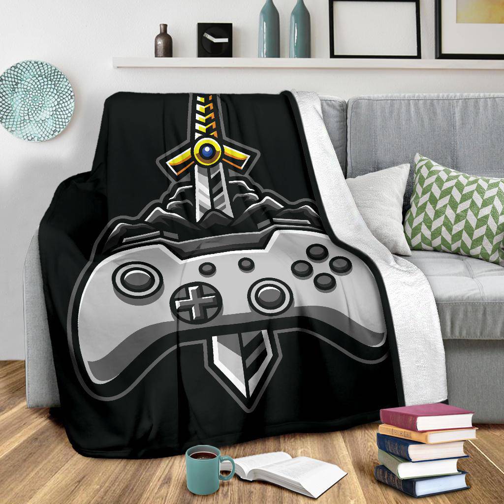 Premium Blanket Gaming Joy Stick With Sword Cartoon - Top Content | POD Collection | Free Shipping