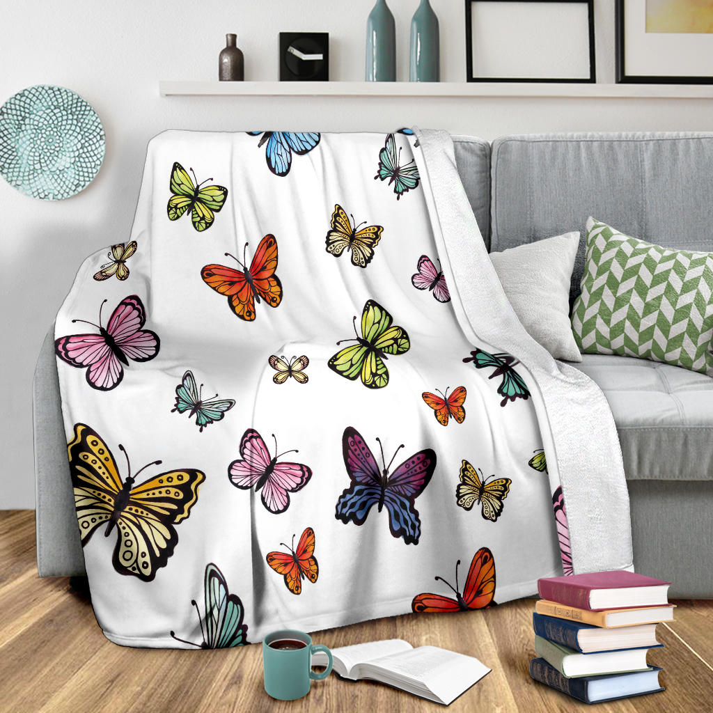 watercolor butterflies white collection blanket - Top Content | POD Collection | Free Shipping