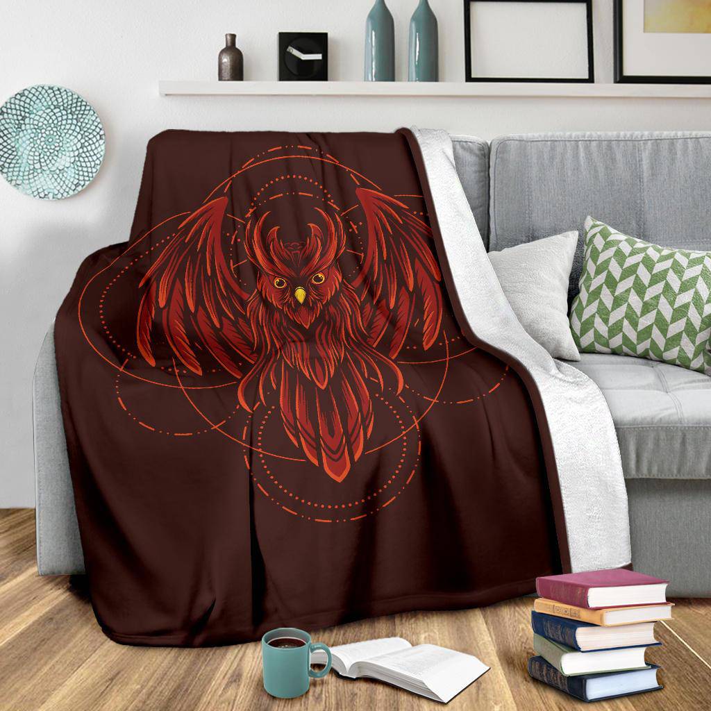 Red Owl Geometric Cartoon Style Premium Blanket - Top Content | POD Collection | Free Shipping