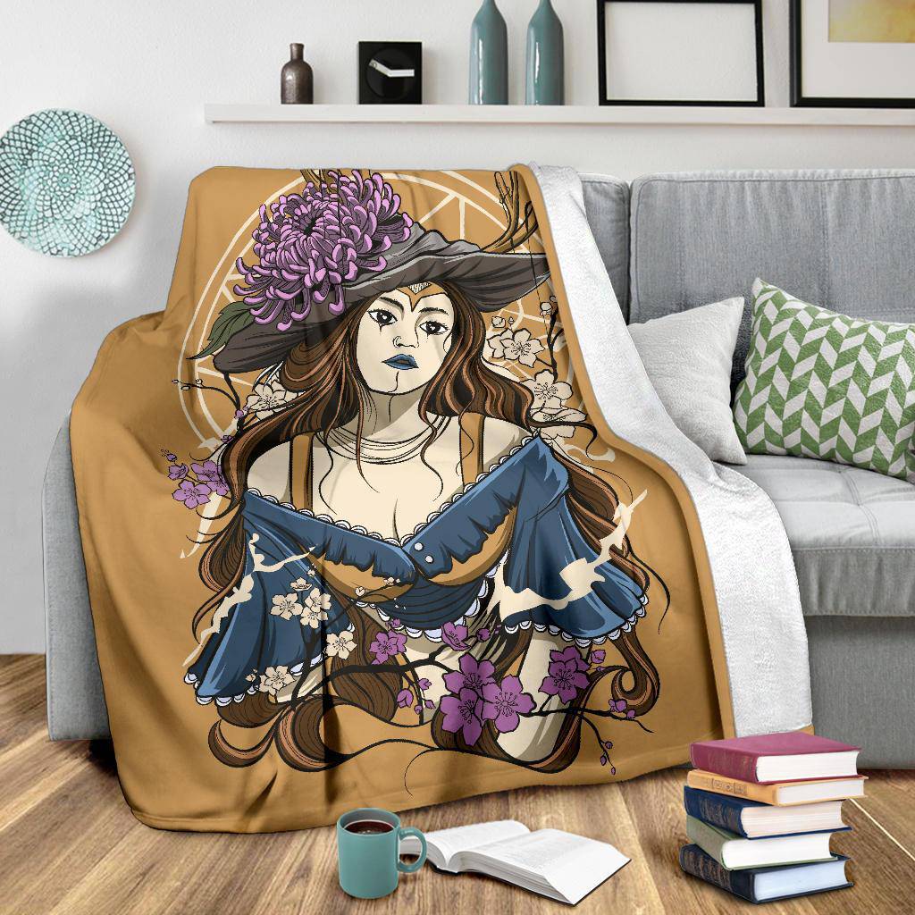 Vintage Women Premium Blanket, Beautiful Cartoon Drawing - Top Content | POD Collection | Free Shipping