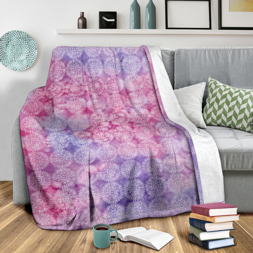 Mandala Watercolor Fleece Blanket