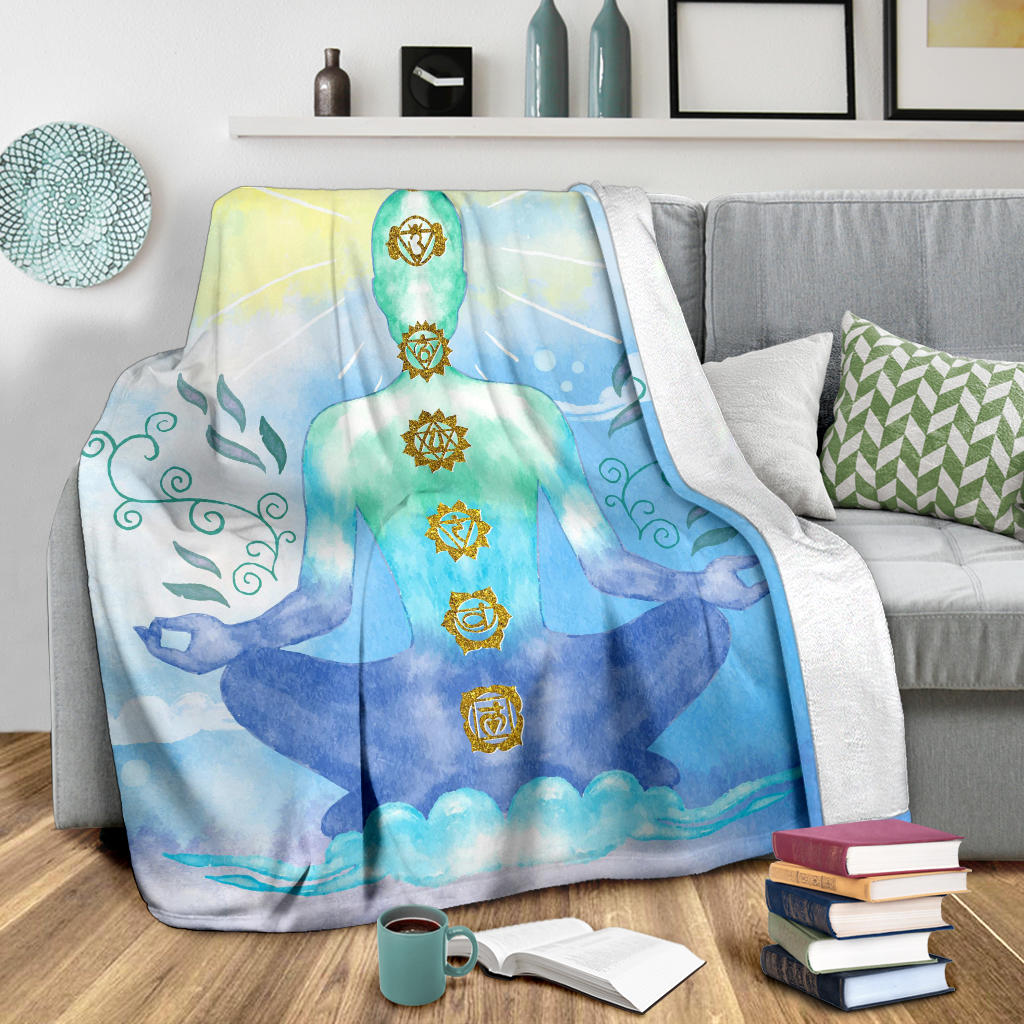 chakras meditation illustration blanket - Top Content | POD Collection | Free Shipping