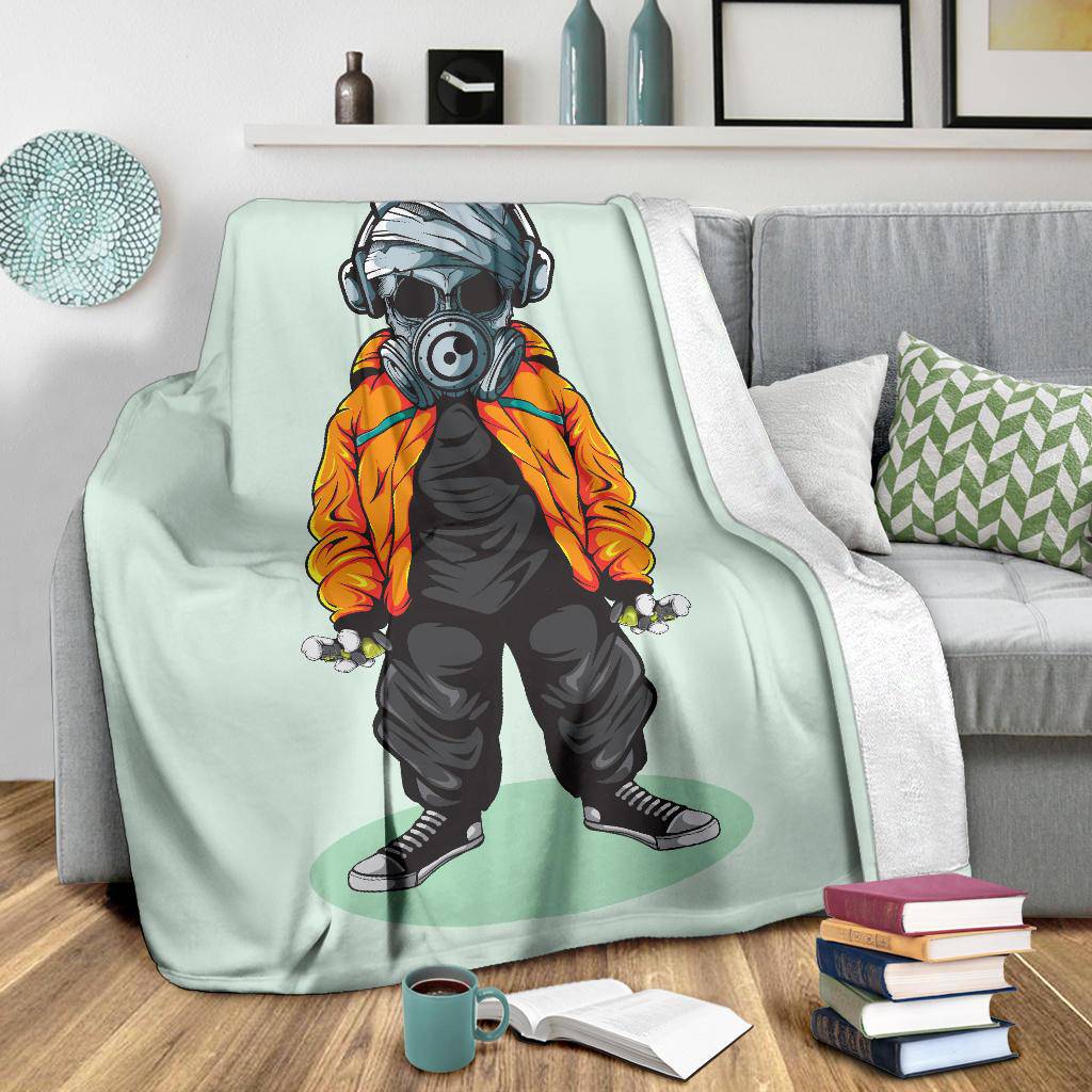 Skull Graffiti Artist with Mask Premium Blanket - Top Content | POD Collection | Free Shipping