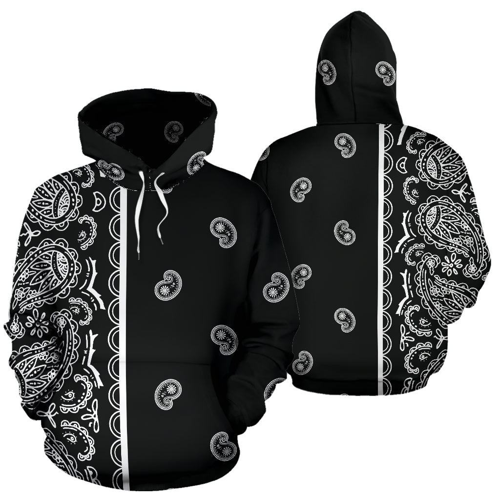 Black Bandana Asymmetrical Pullover Hoodie