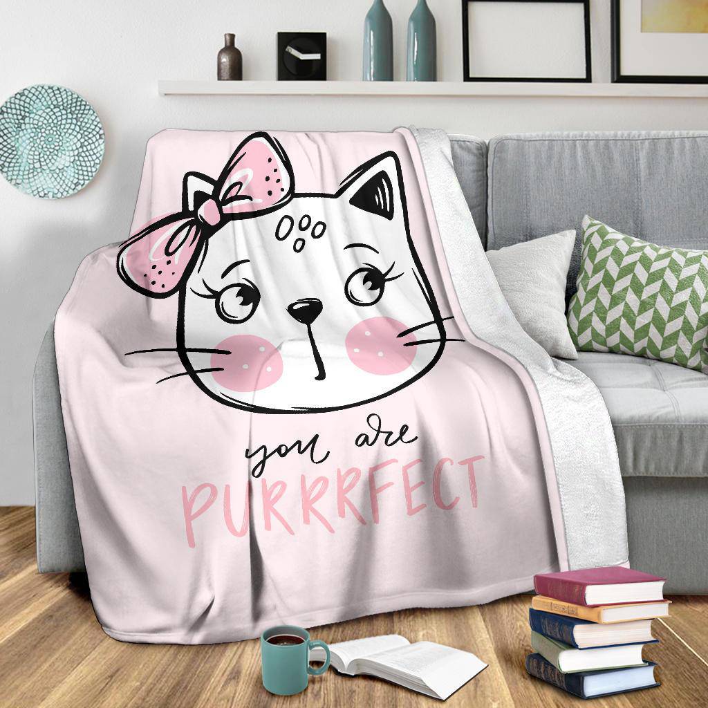 Premium Blanket You Are Purrrfect, Cute Cat Hand Drawn Illustration - Top Content | POD Collection | Free Shipping